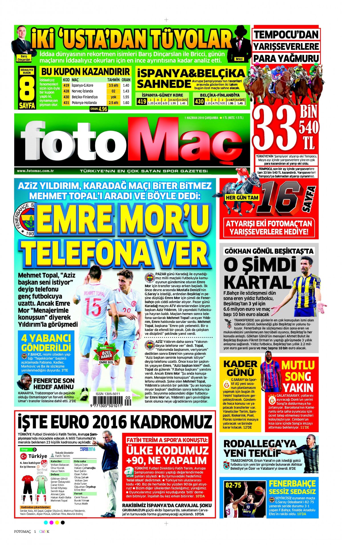 1 Haziran 2016 gazete manşetleri - 543