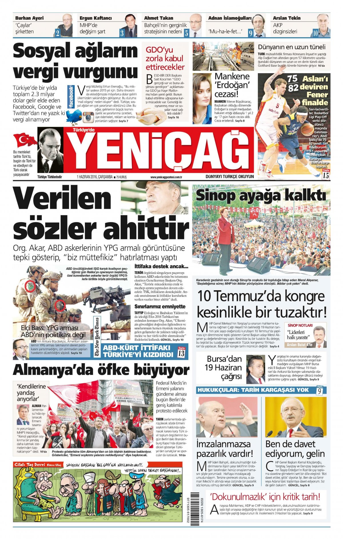 1 Haziran 2016 gazete manşetleri - 654