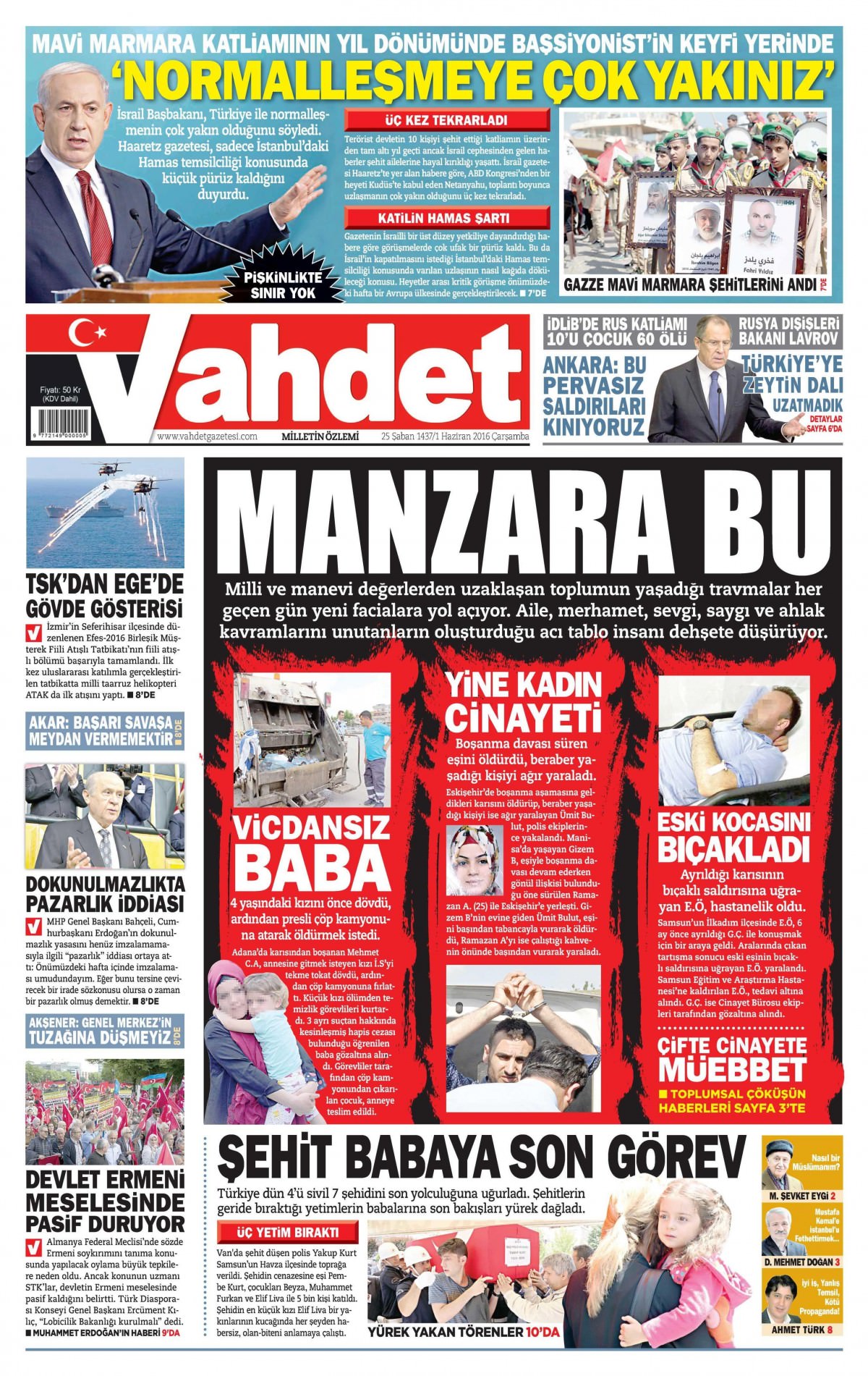 1 Haziran 2016 gazete manşetleri - 898