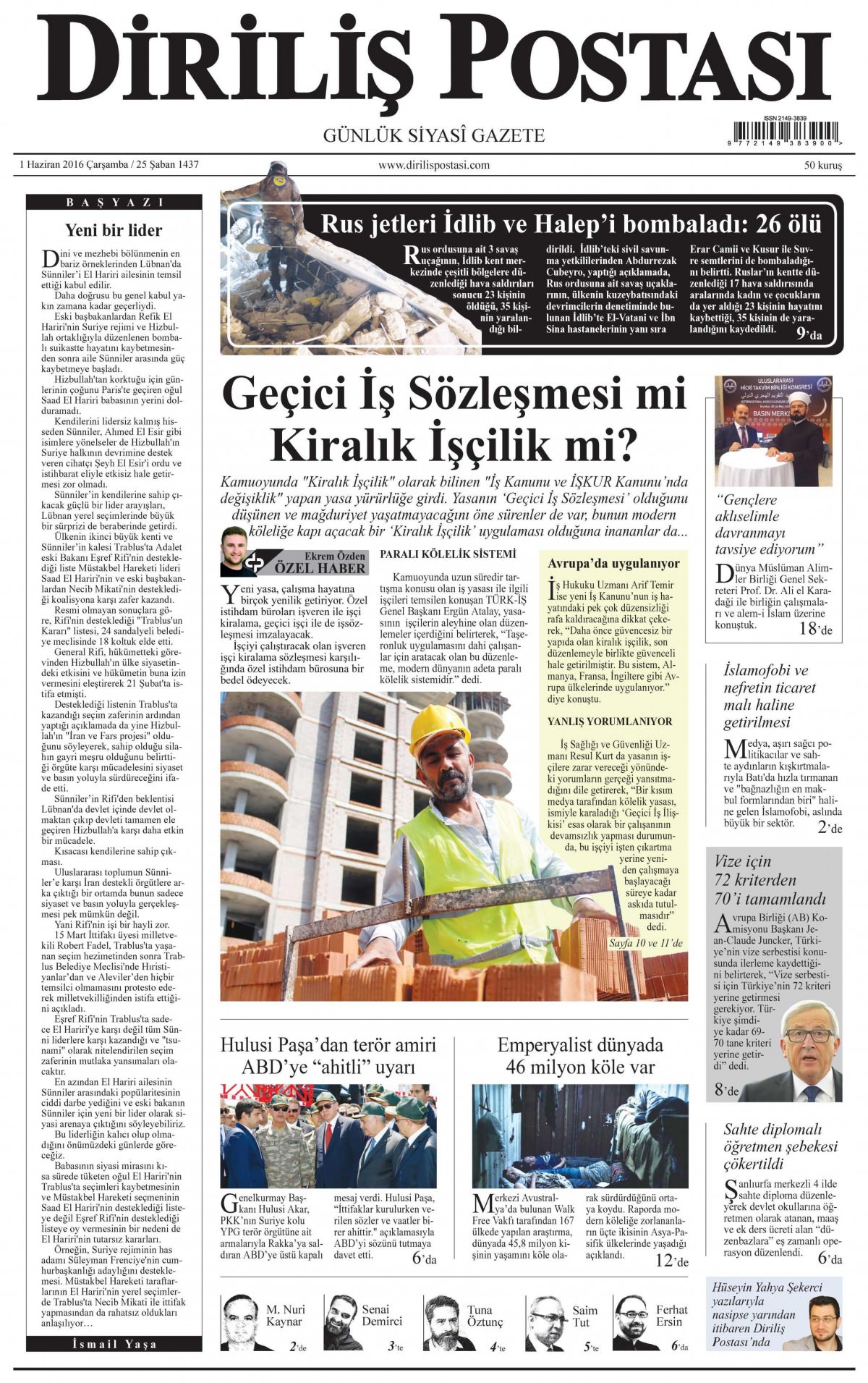 1 Haziran 2016 gazete manşetleri - 815
