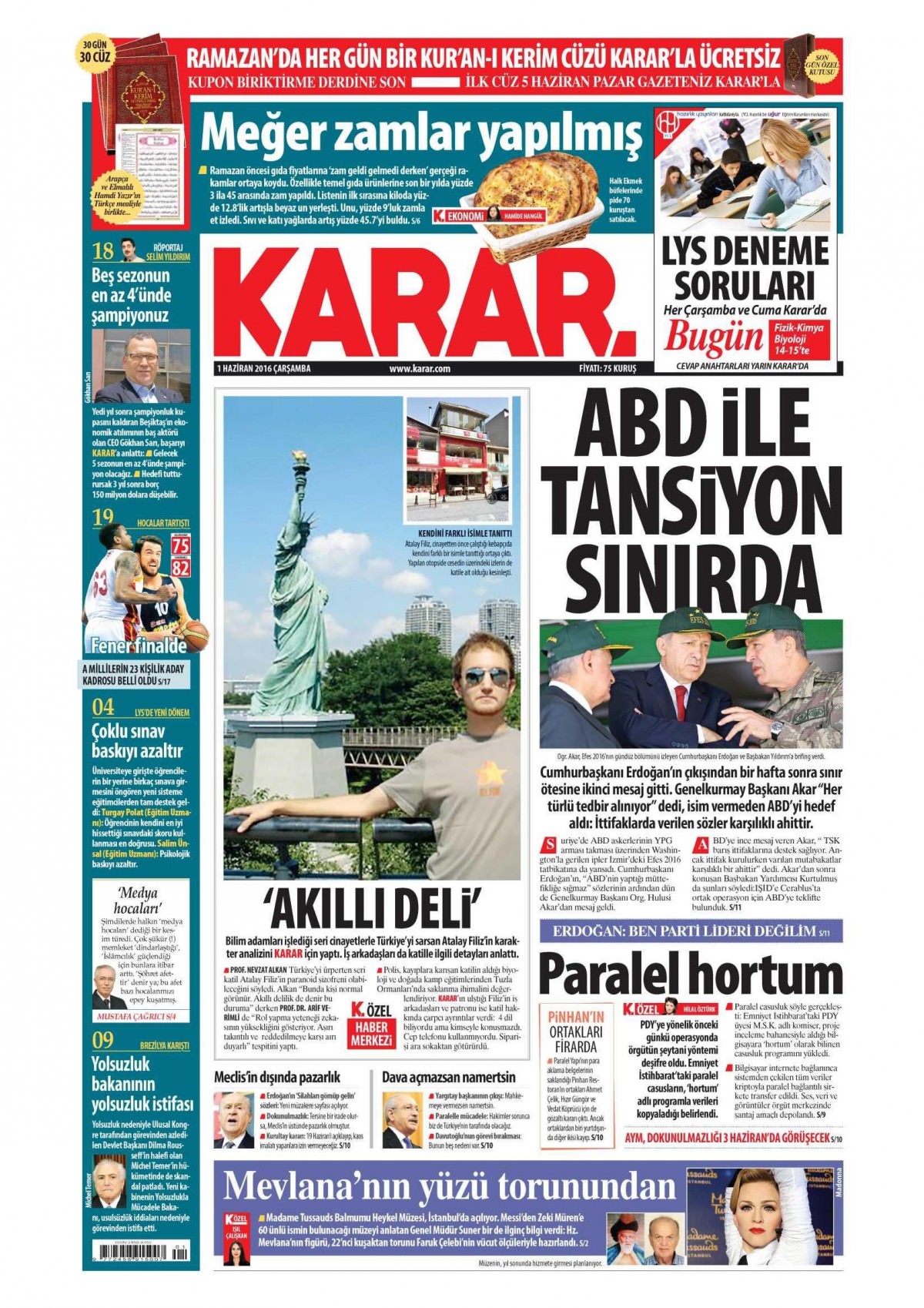 1 Haziran 2016 gazete manşetleri - 762