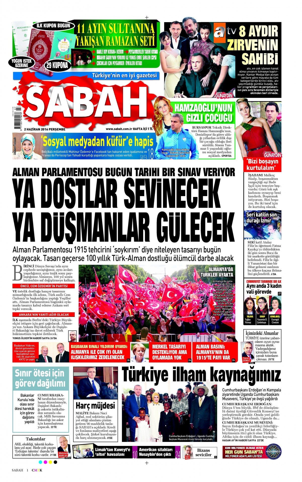 2 Haziran 2016 gazete manşetleri - 875