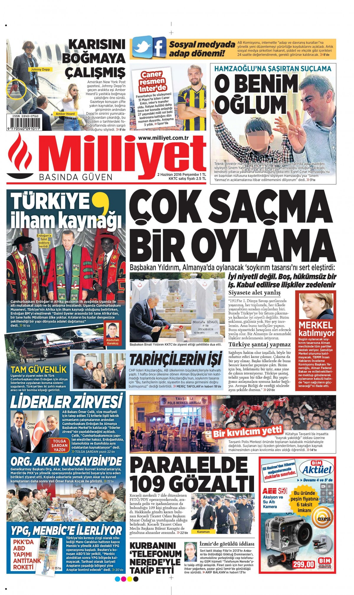 2 Haziran 2016 gazete manşetleri - 650