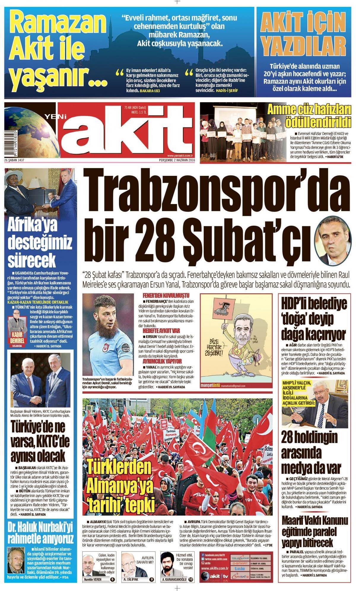 2 Haziran 2016 gazete manşetleri - 666