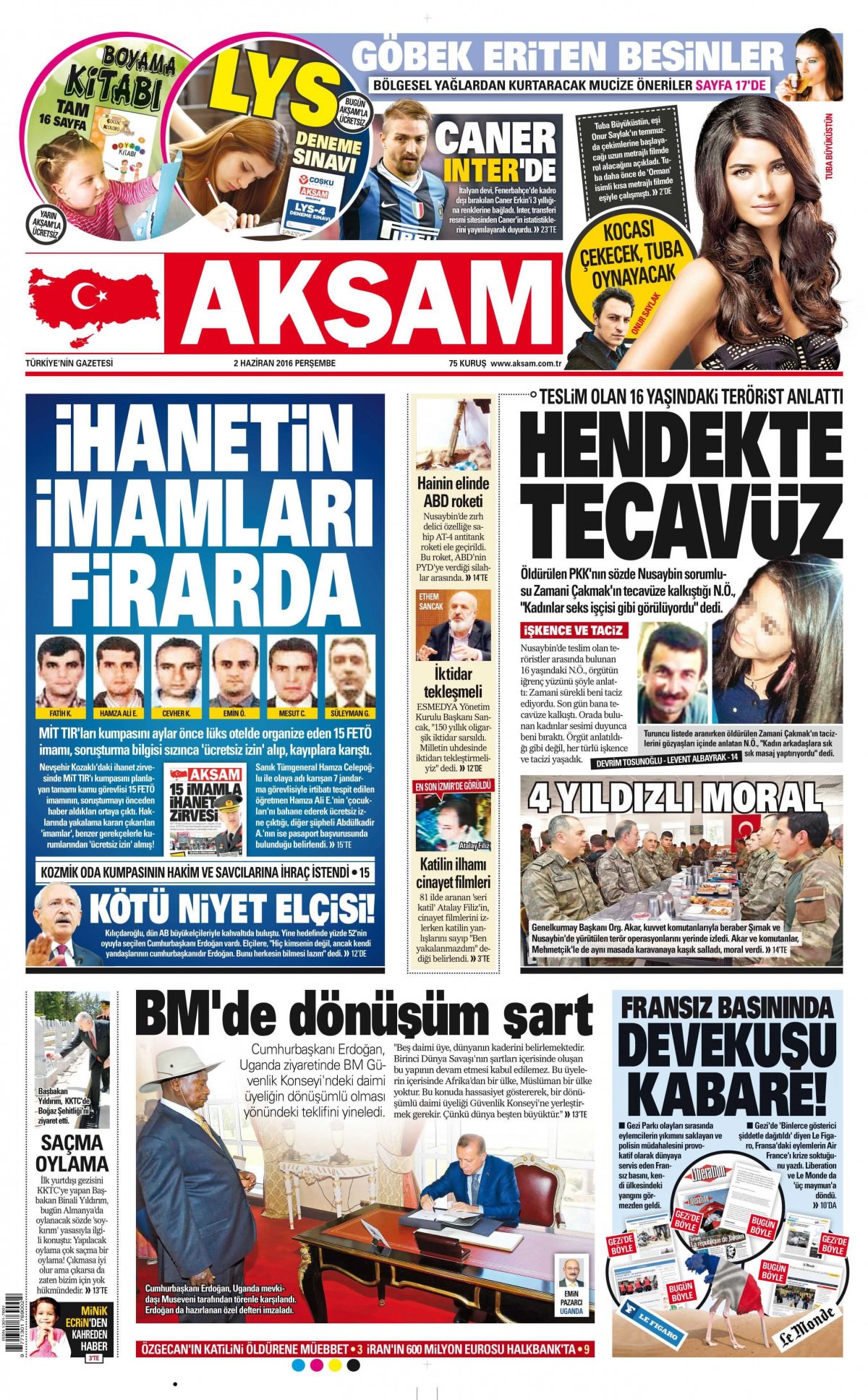 2 Haziran 2016 gazete manşetleri - 829