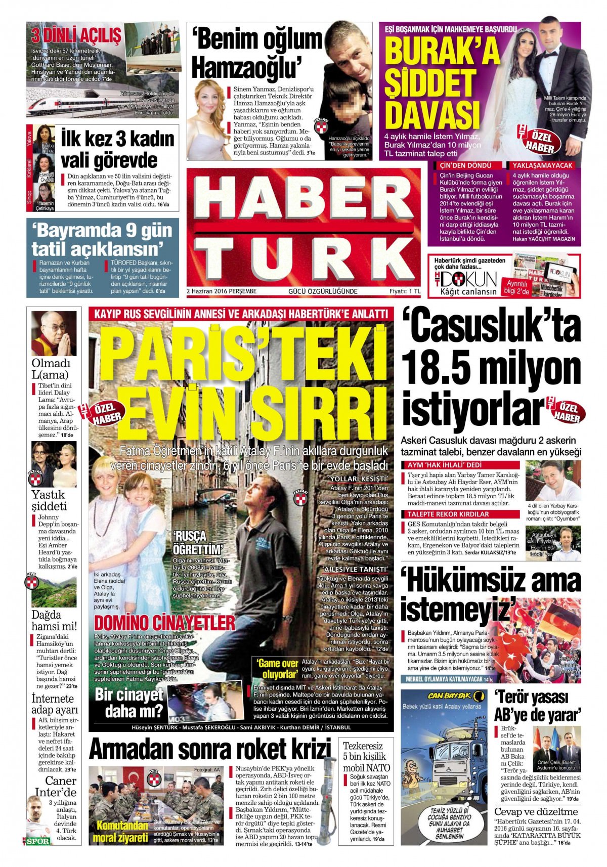 2 Haziran 2016 gazete manşetleri - 538