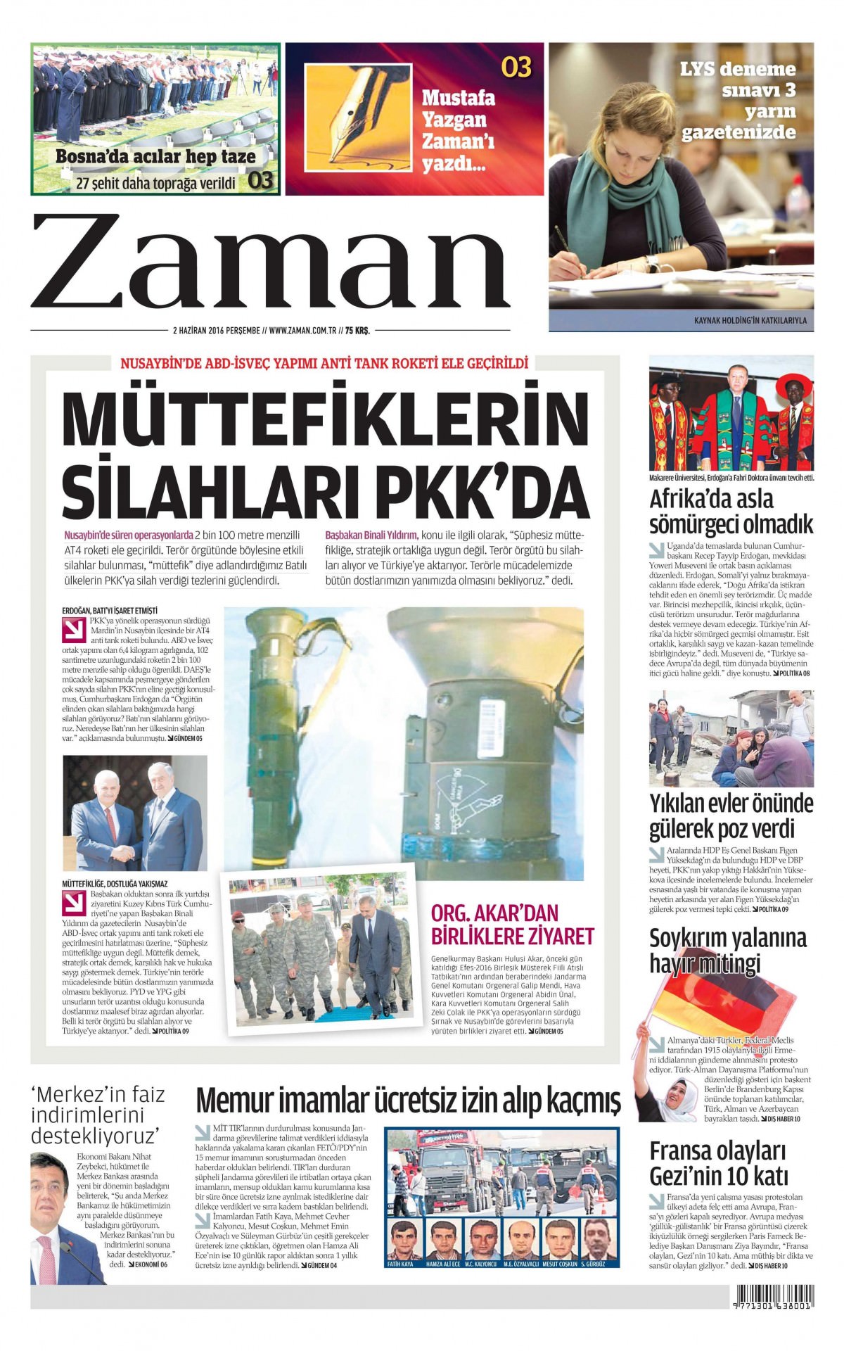 2 Haziran 2016 gazete manşetleri - 826