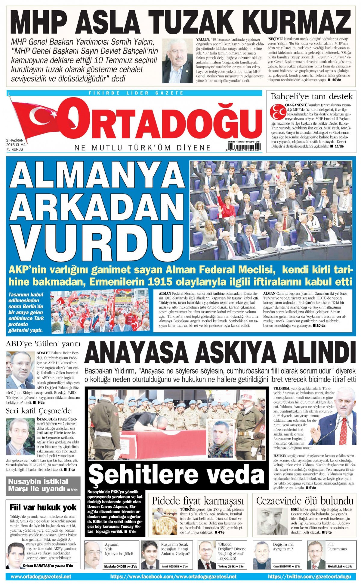 3 Haziran 2016 gazete manşetleri - 13