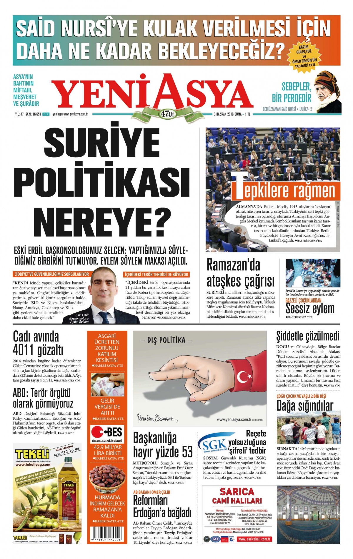 3 Haziran 2016 gazete manşetleri - 11