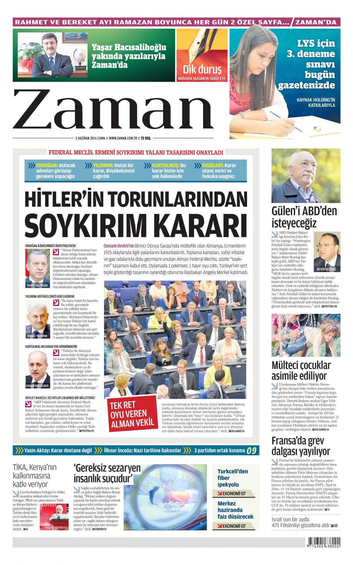 3 Haziran 2016 gazete manşetleri - 20