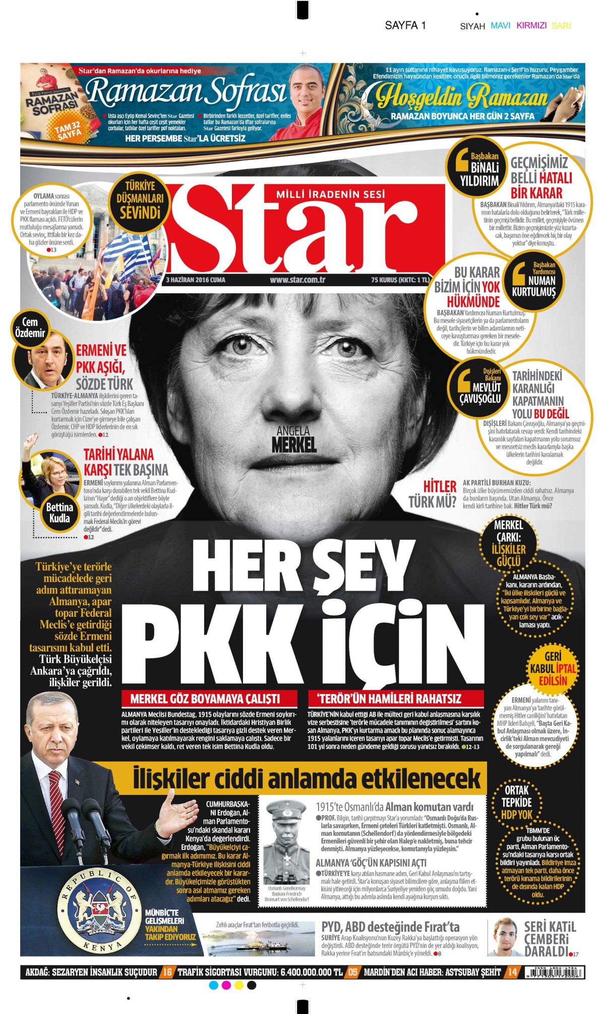 3 Haziran 2016 gazete manşetleri - 1