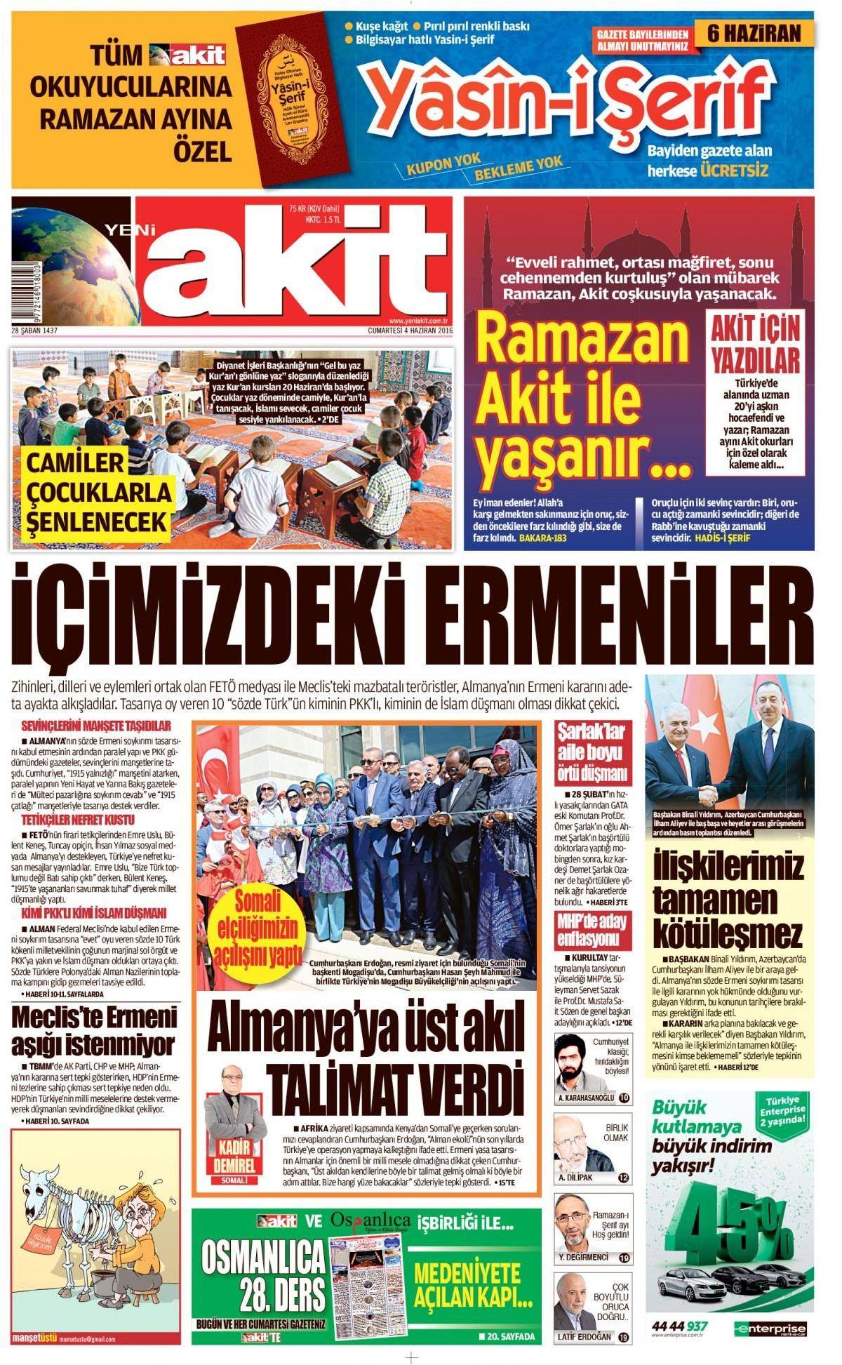 4 Haziran 2016 gazete manşetleri - 22