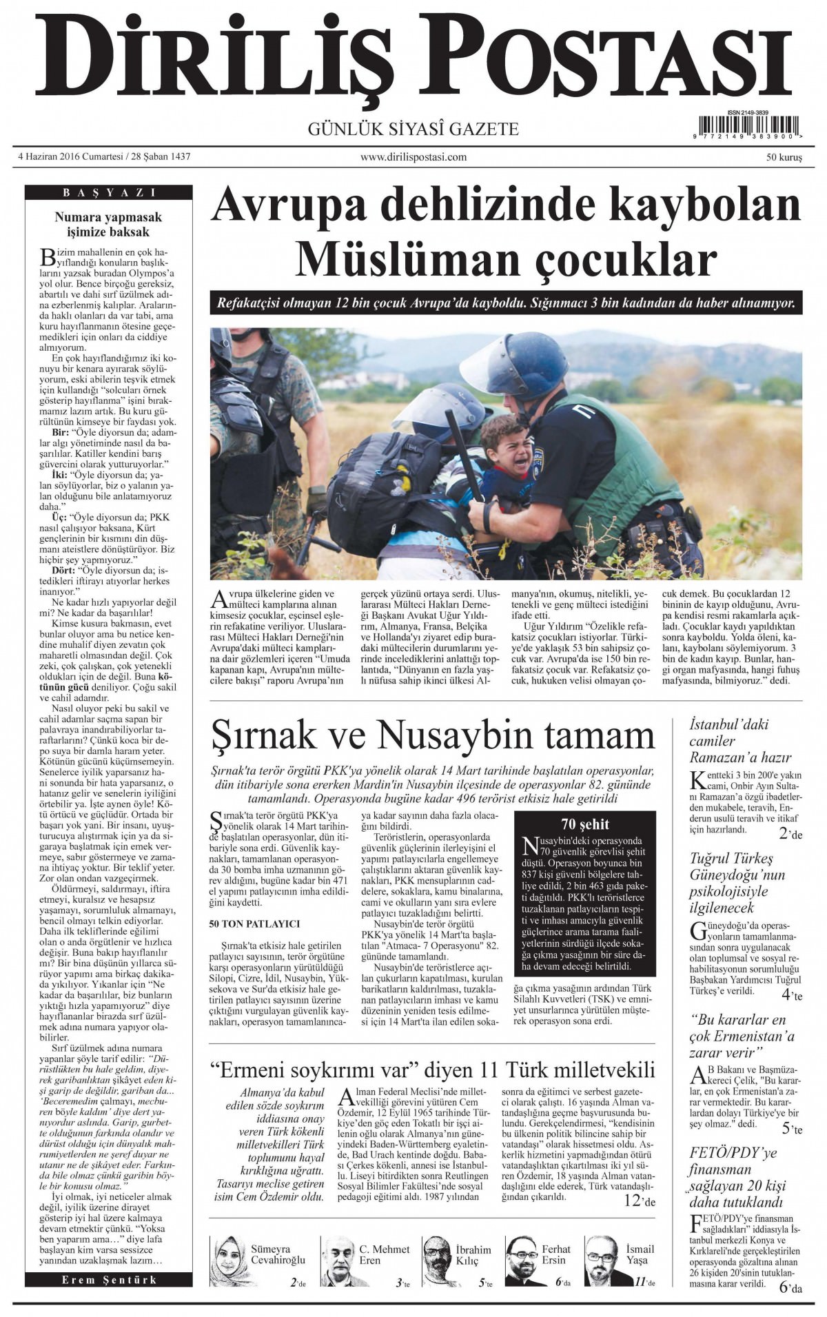 4 Haziran 2016 gazete manşetleri - 1