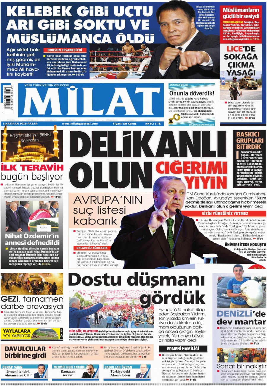 5 Haziran 2016 gazete manşetleri - 902