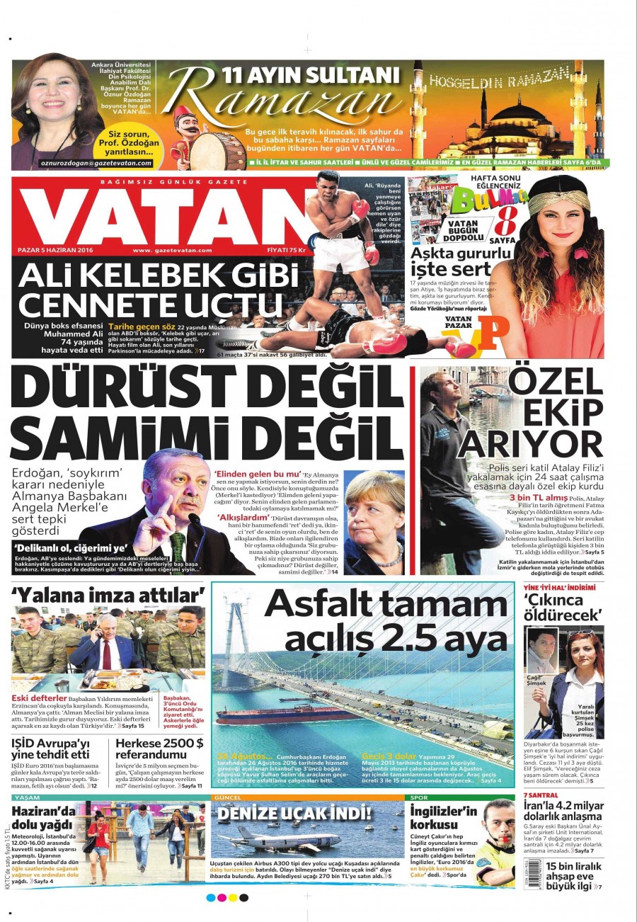 5 Haziran 2016 gazete manşetleri - 628