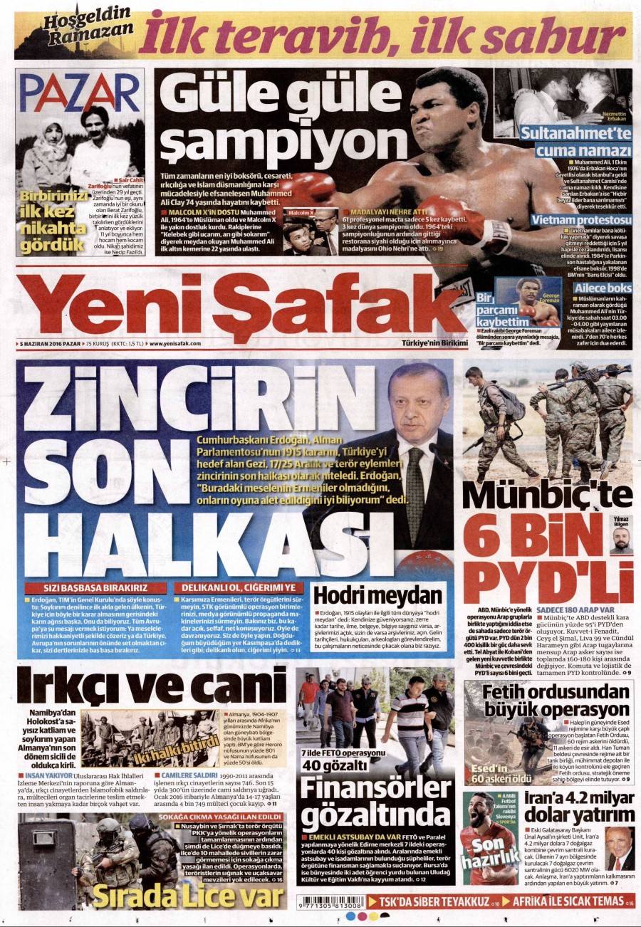 5 Haziran 2016 gazete manşetleri - 931