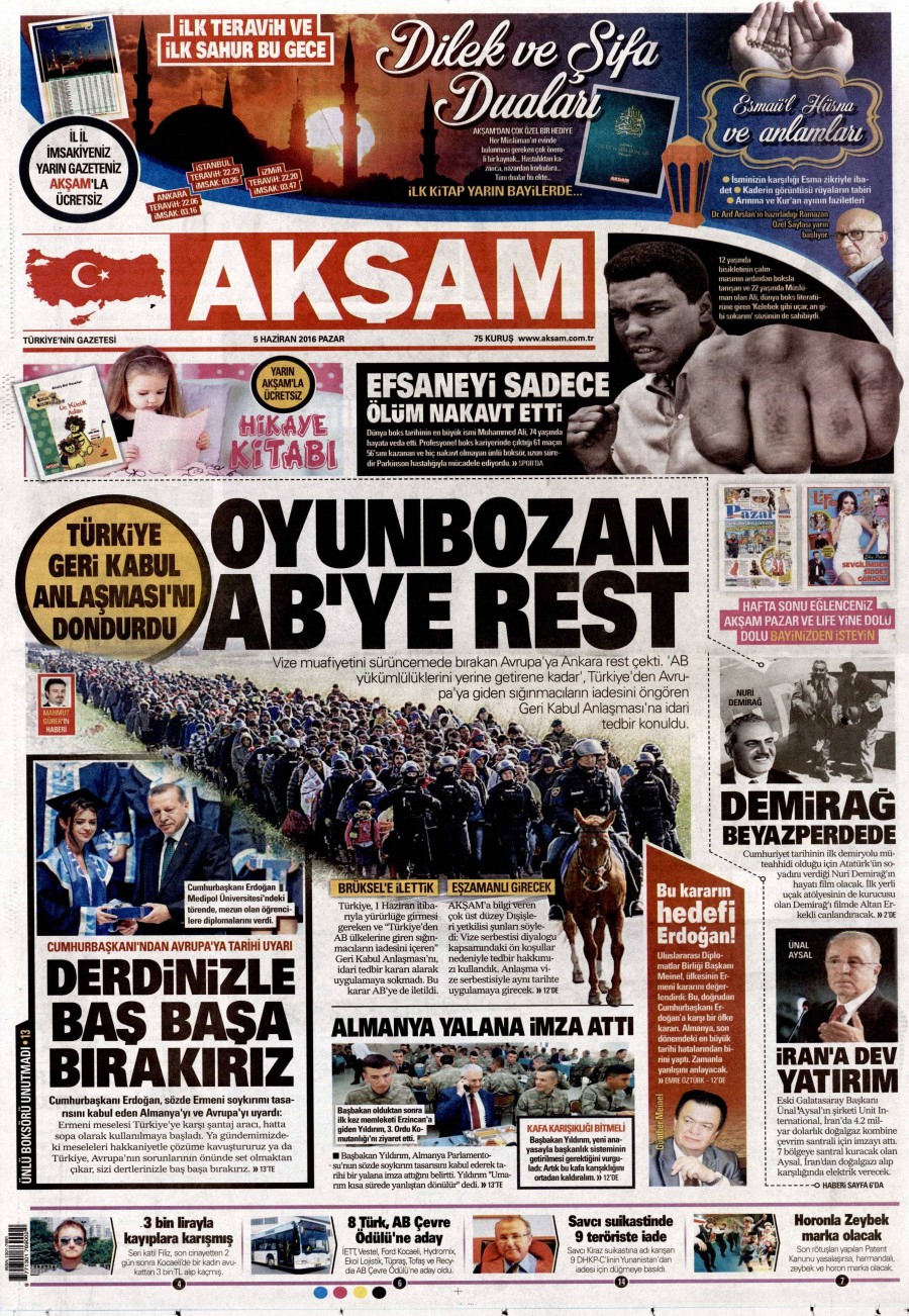 5 Haziran 2016 gazete manşetleri - 699
