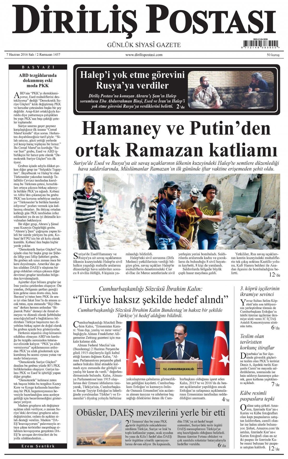 7 Haziran 2016 gazete manşetleri - 25