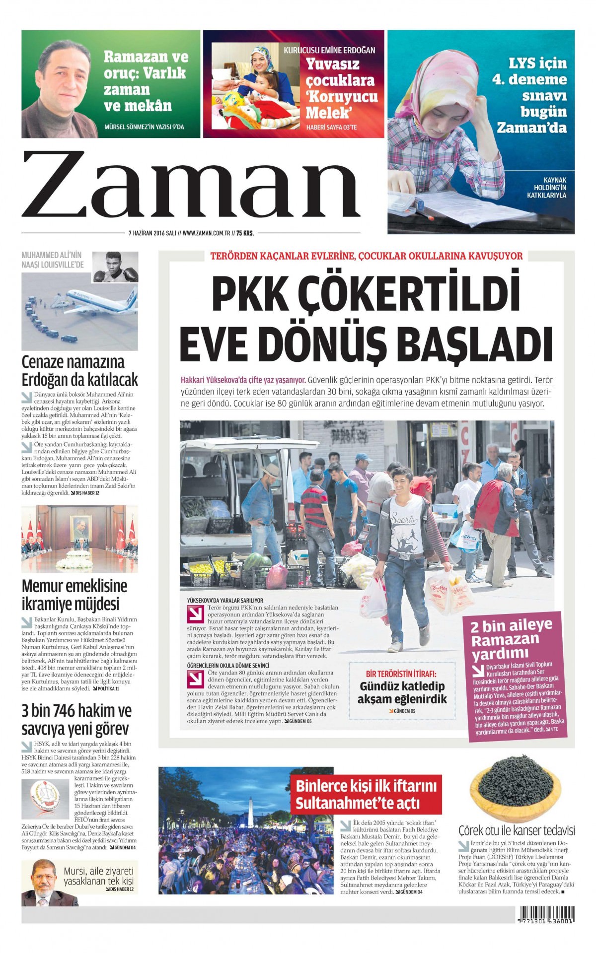 7 Haziran 2016 gazete manşetleri - 1