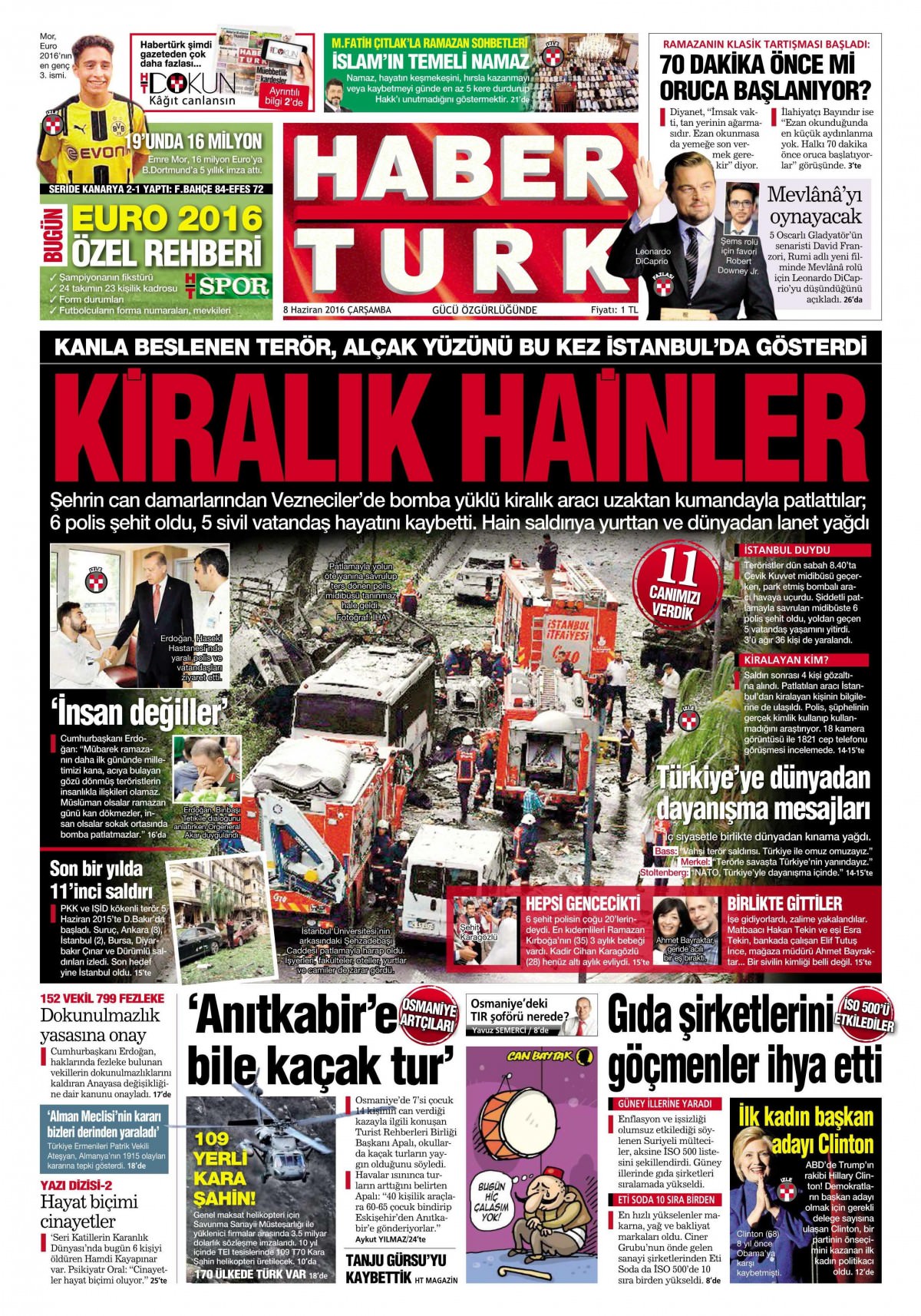 8 Haziran 2016 gazete manşetleri - 8