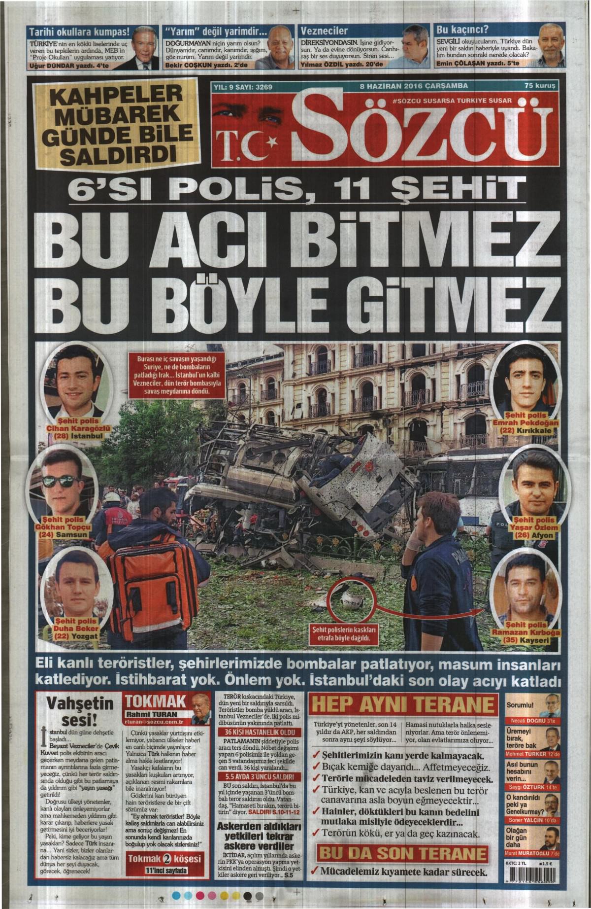 8 Haziran 2016 gazete manşetleri - 2