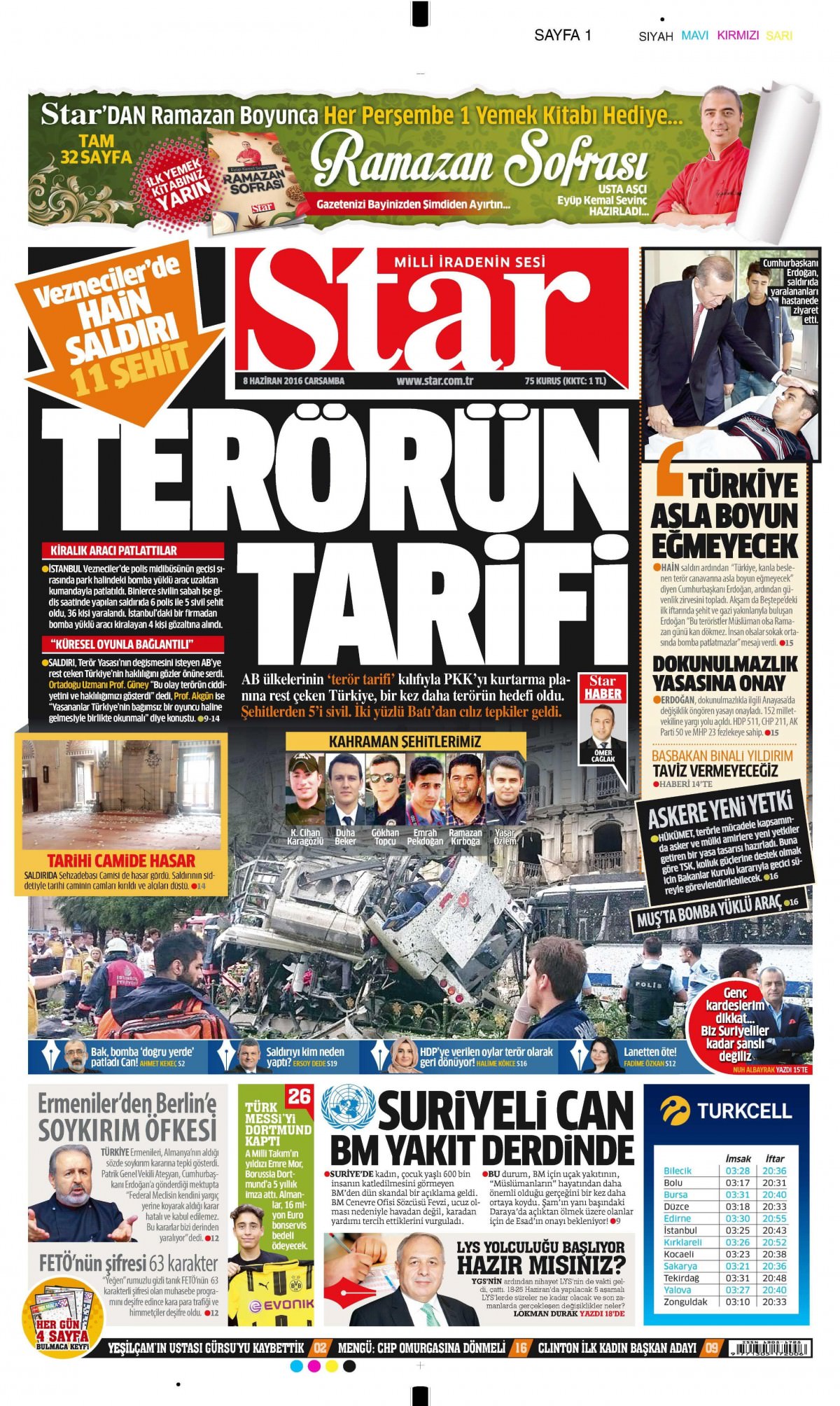 8 Haziran 2016 gazete manşetleri - 13