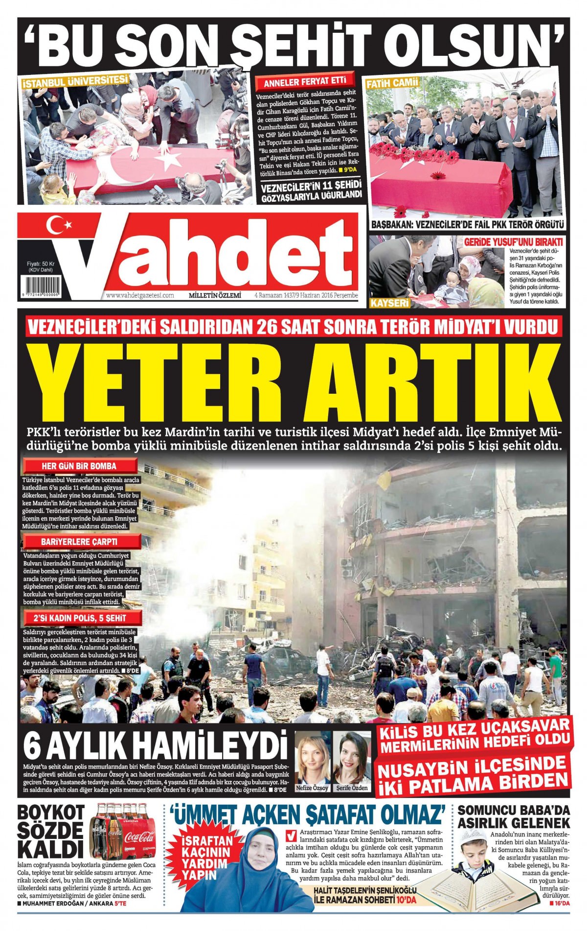 9 Haziran 2016 gazete manşetleri - 7