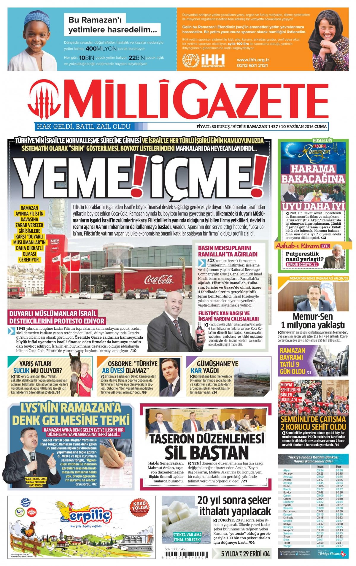 10 Haziran 2016 gazete manşetleri - 1