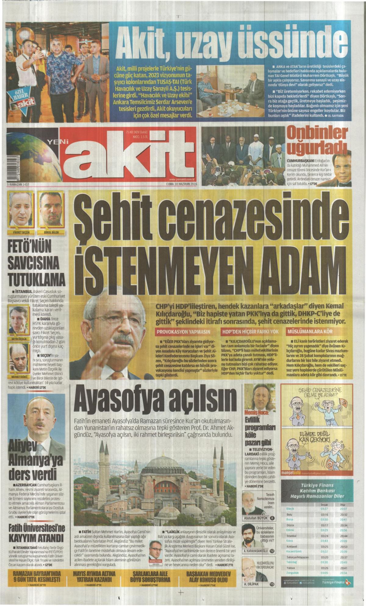 10 Haziran 2016 gazete manşetleri - 24