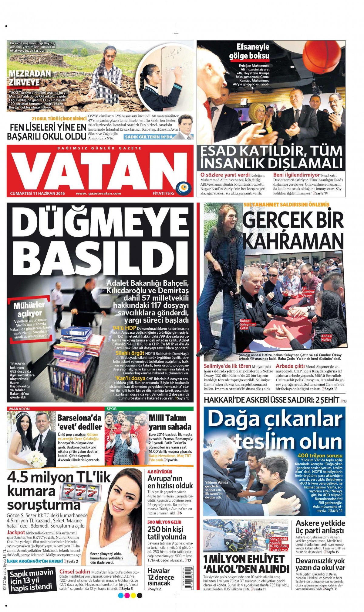 11 Haziran 2016 gazete manşetleri - 806