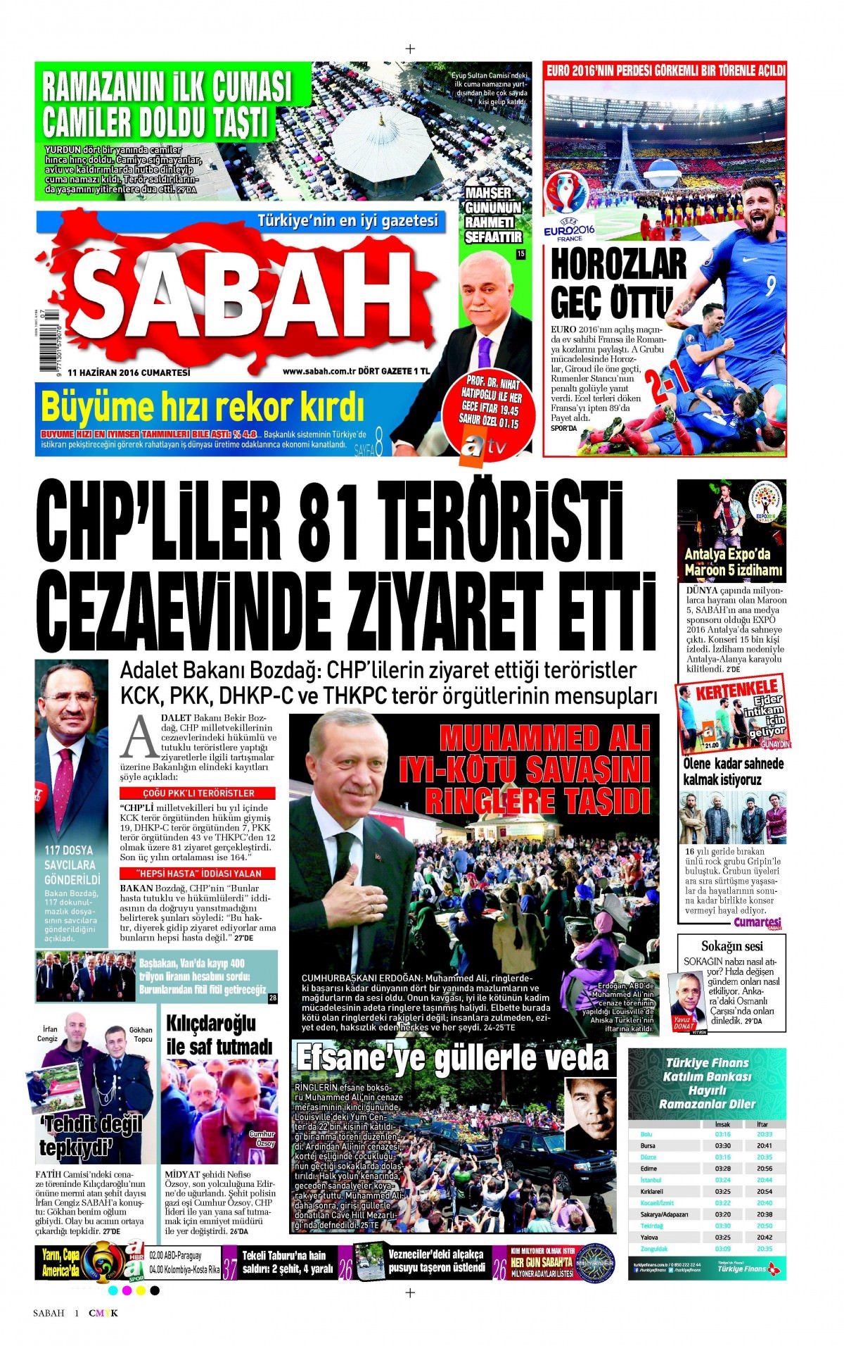 11 Haziran 2016 gazete manşetleri - 714