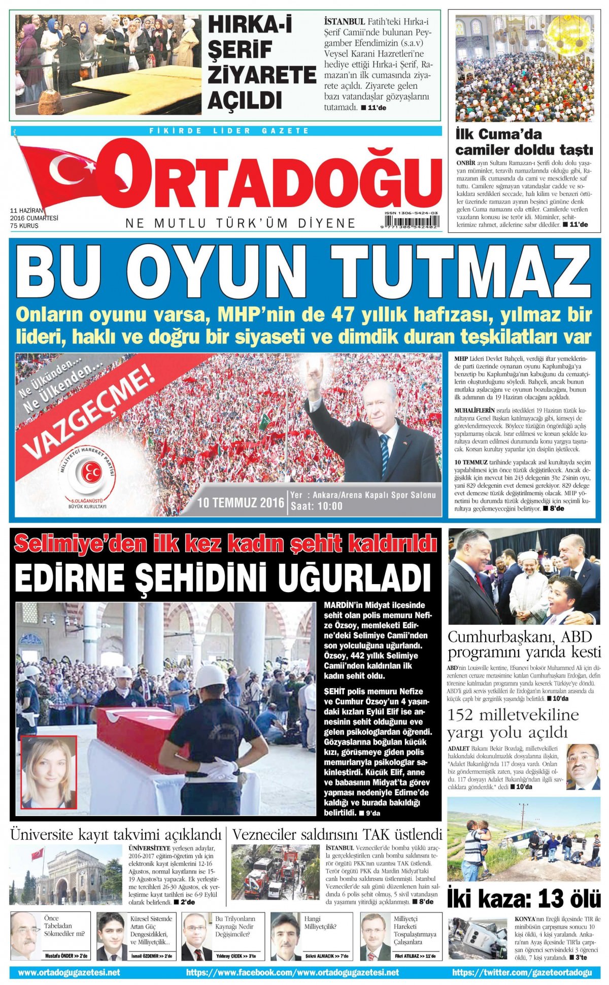 11 Haziran 2016 gazete manşetleri - 768