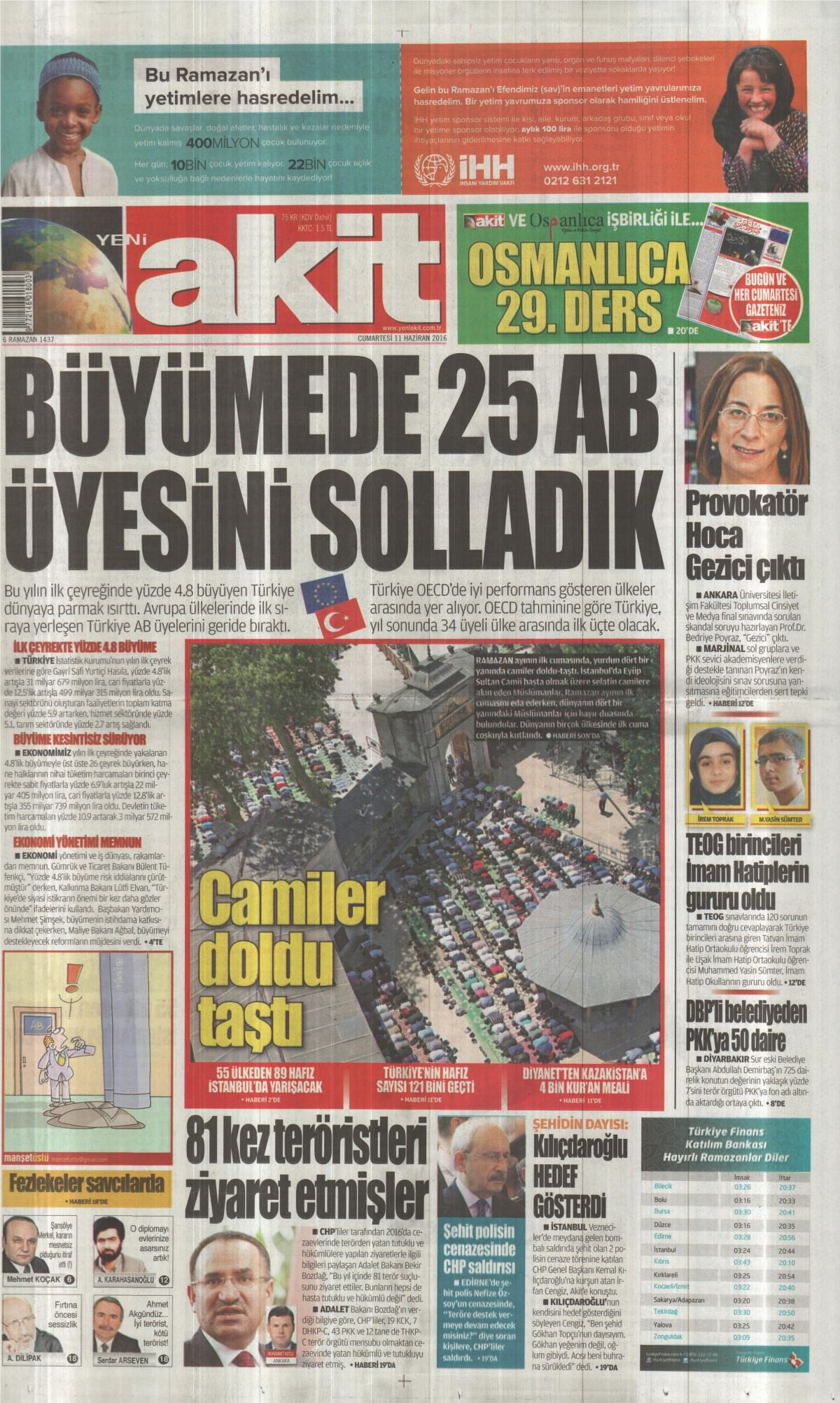 11 Haziran 2016 gazete manşetleri - 877