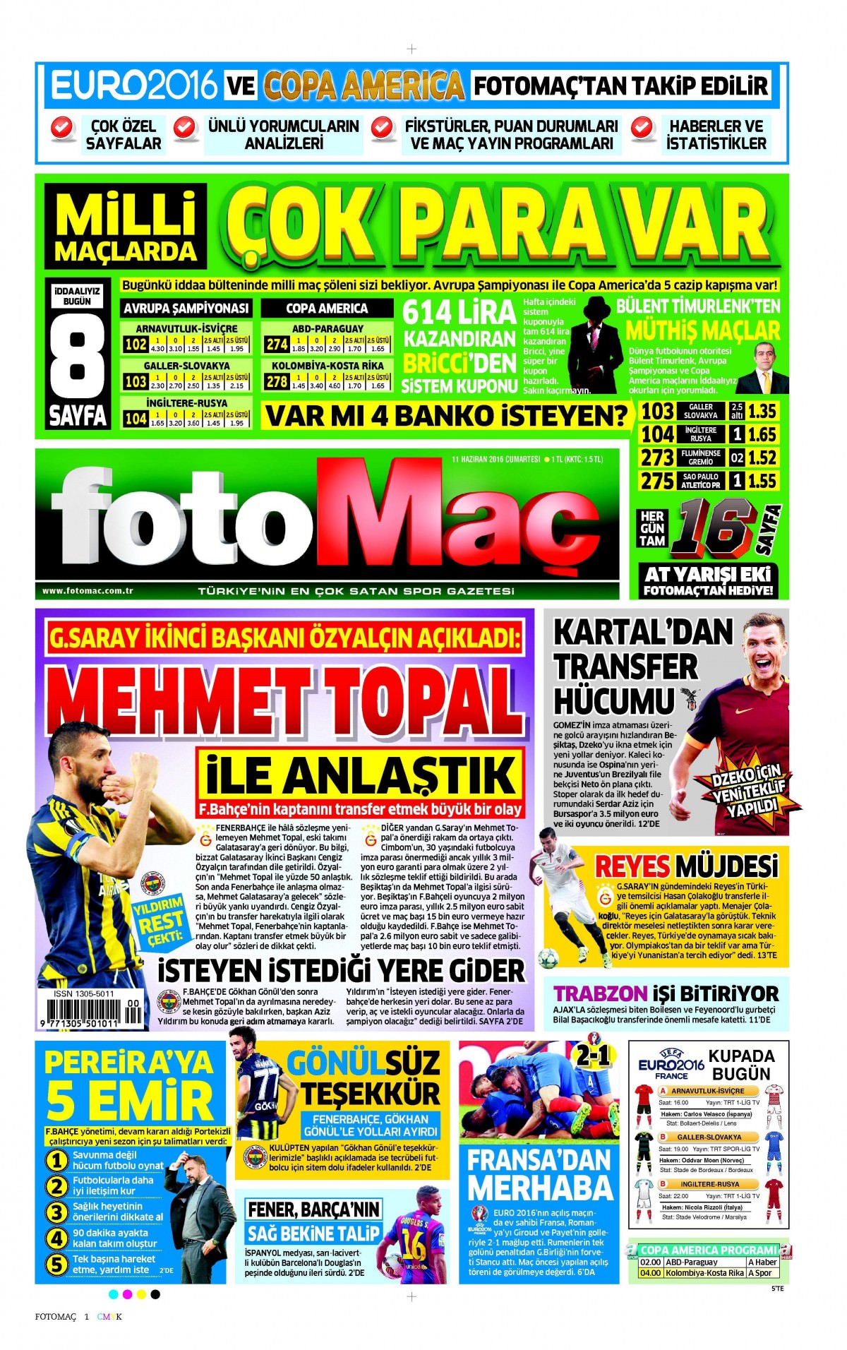 11 Haziran 2016 gazete manşetleri - 928