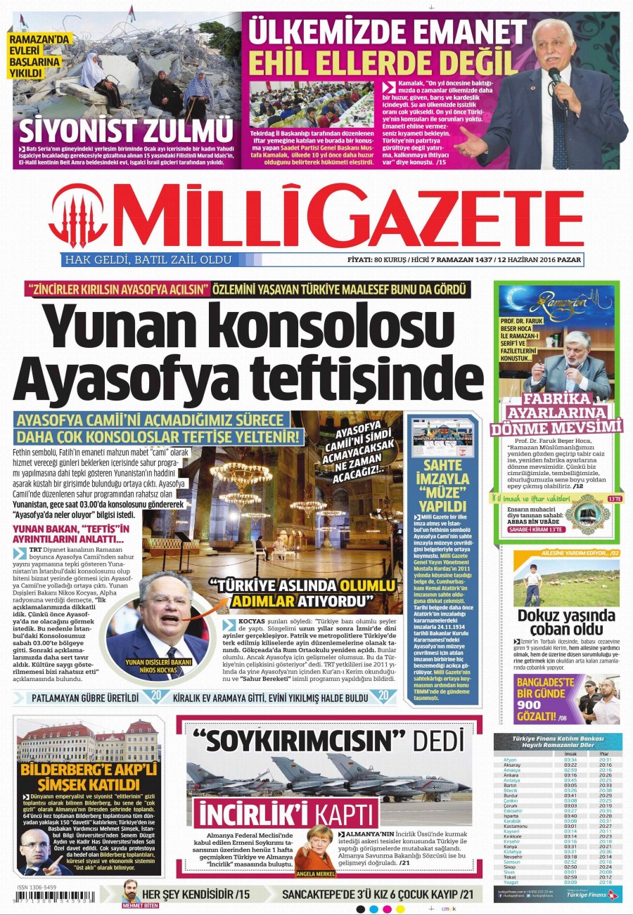 12 Haziran 2016 gazete manşetleri - 735