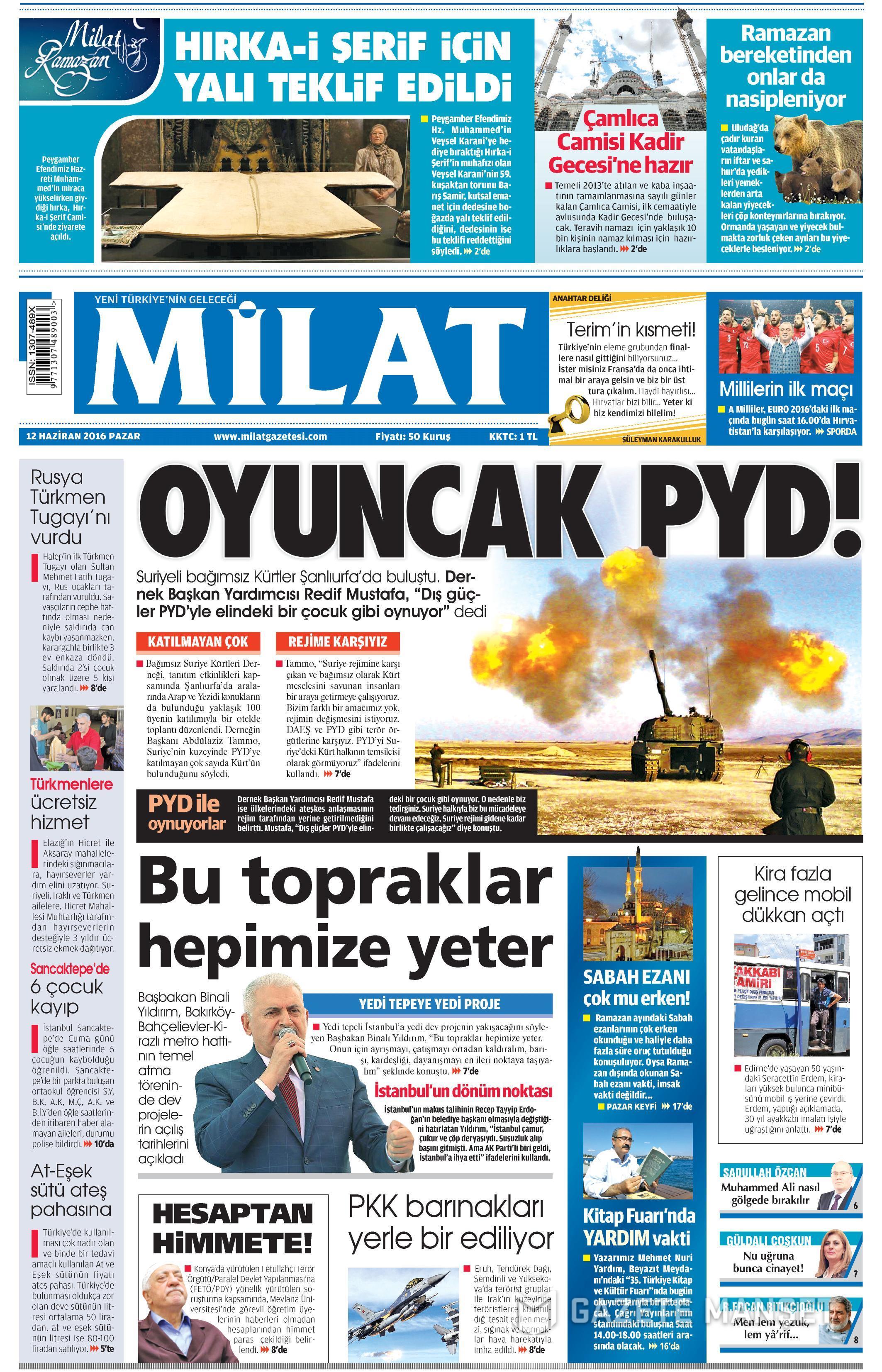 12 Haziran 2016 gazete manşetleri - 881