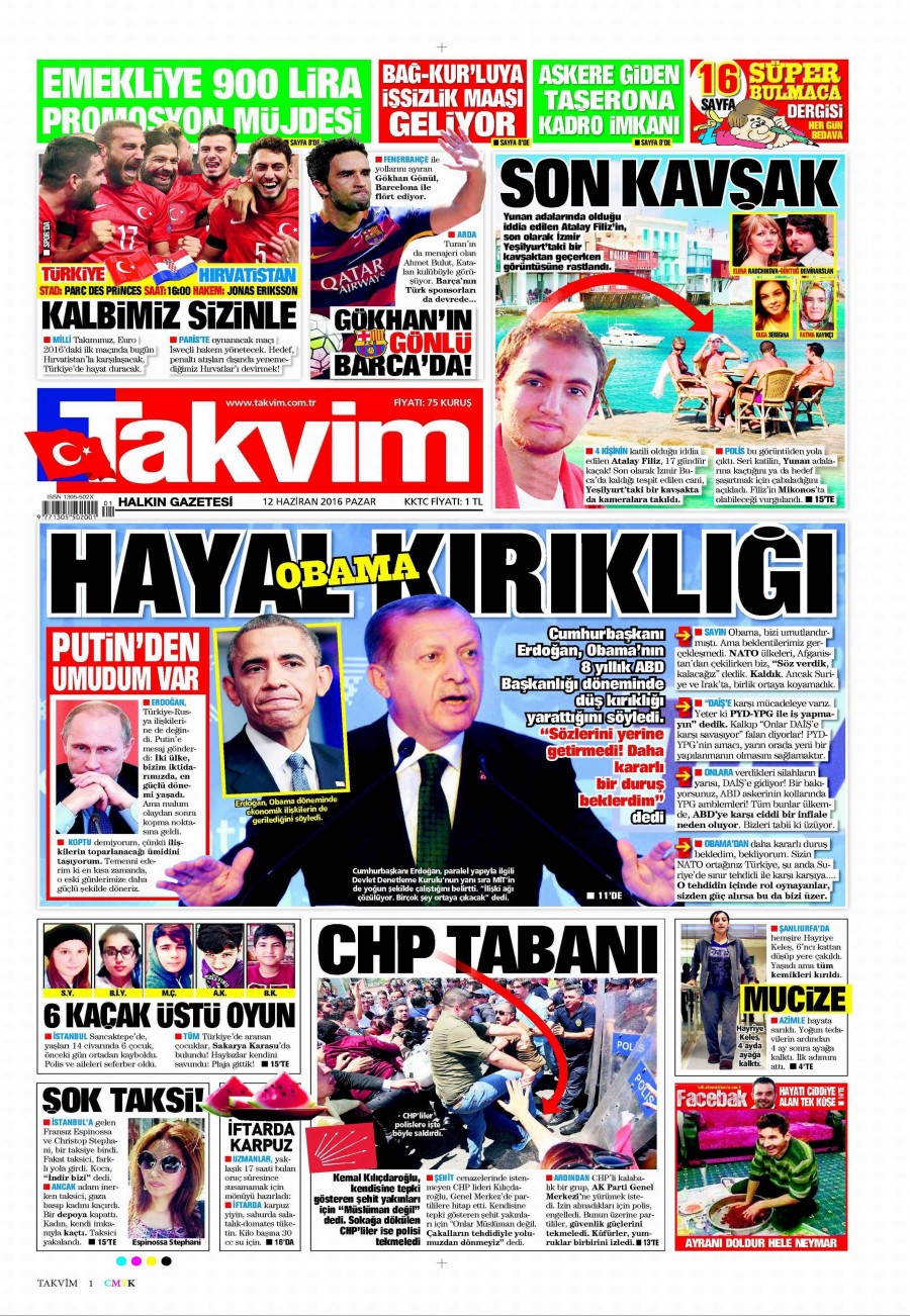 12 Haziran 2016 gazete manşetleri - 578