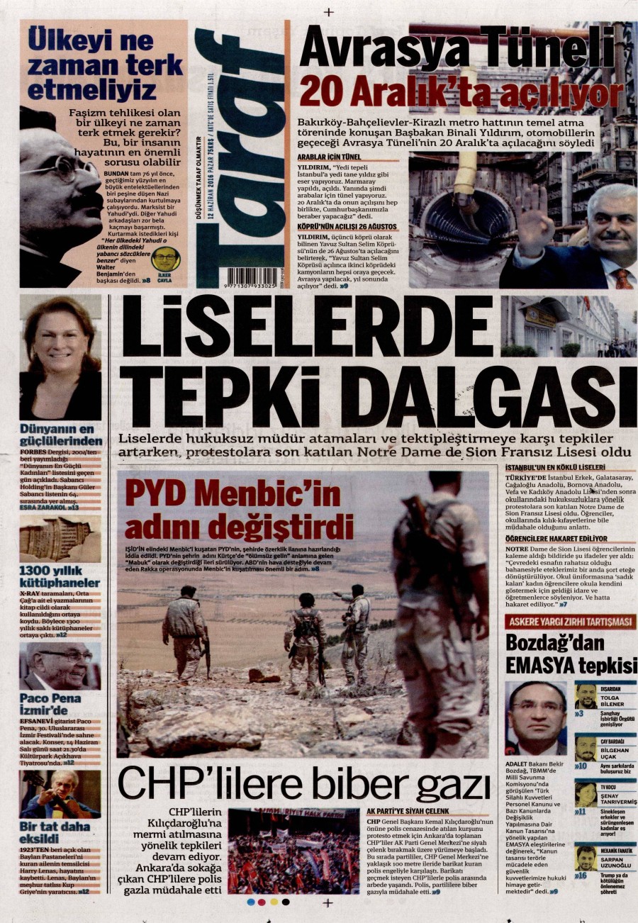 12 Haziran 2016 gazete manşetleri - 576