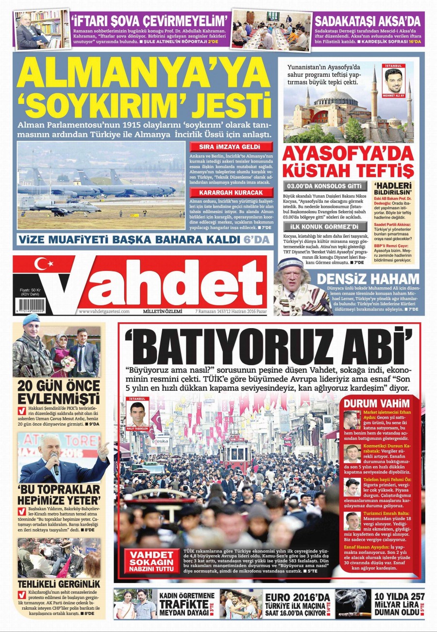 12 Haziran 2016 gazete manşetleri - 833