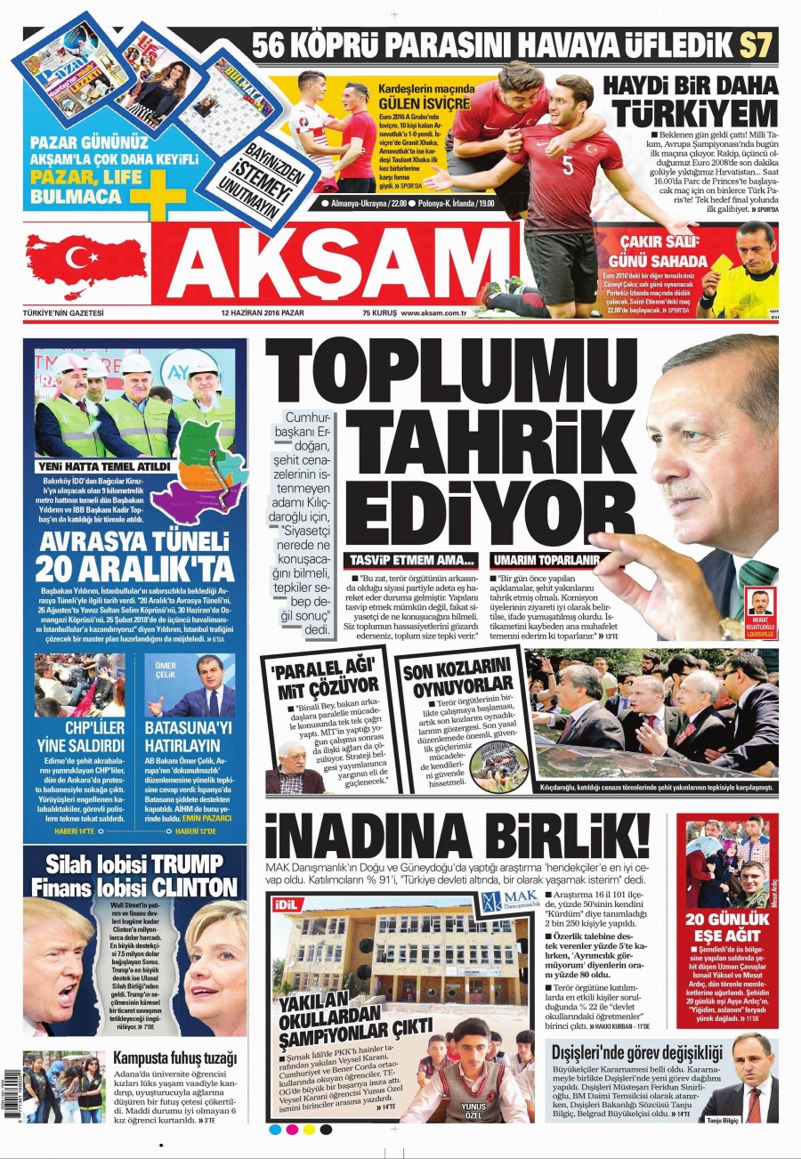 12 Haziran 2016 gazete manşetleri - 512