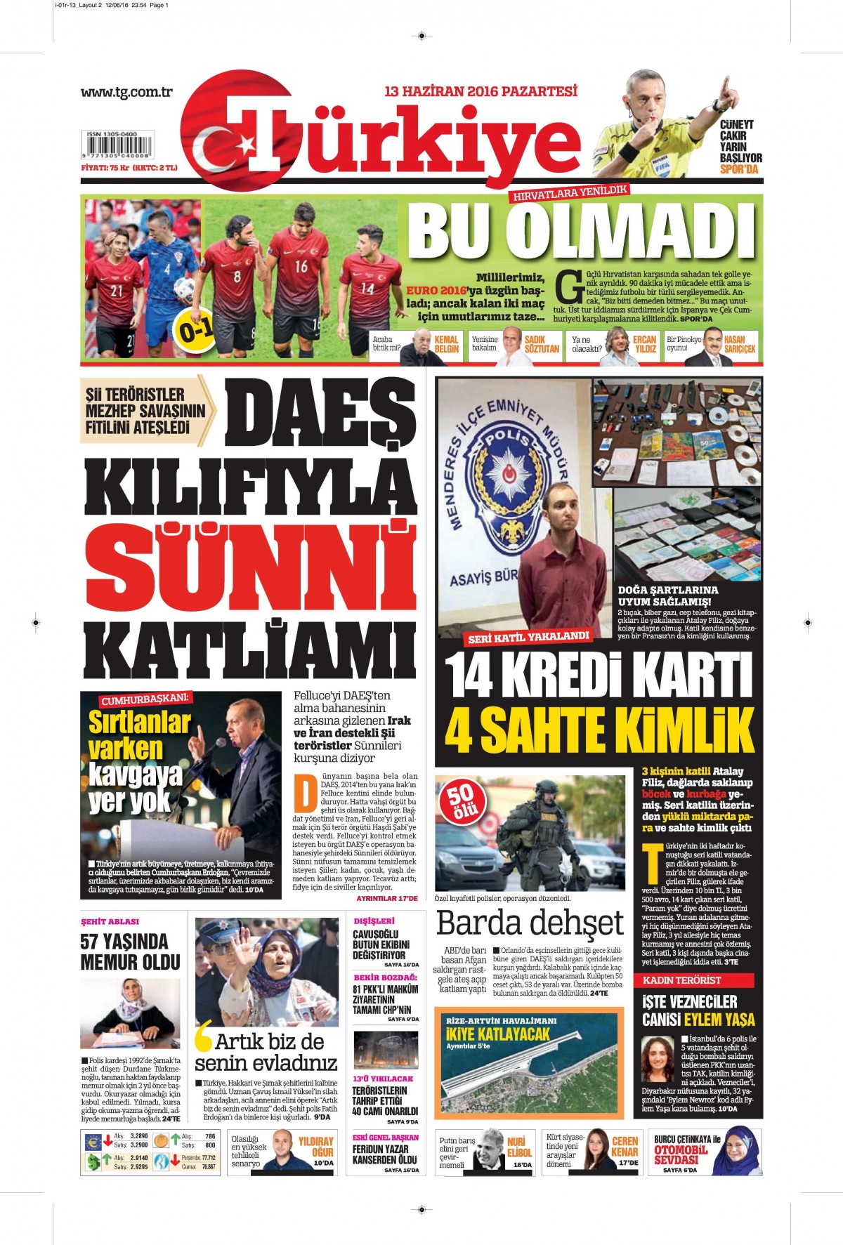 13 Haziran 2016 gazete manşetleri - 2