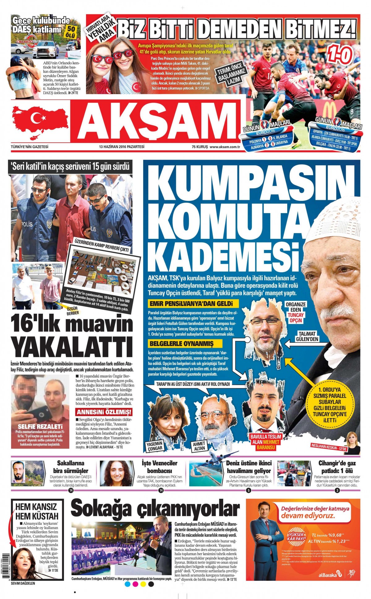 13 Haziran 2016 gazete manşetleri - 8