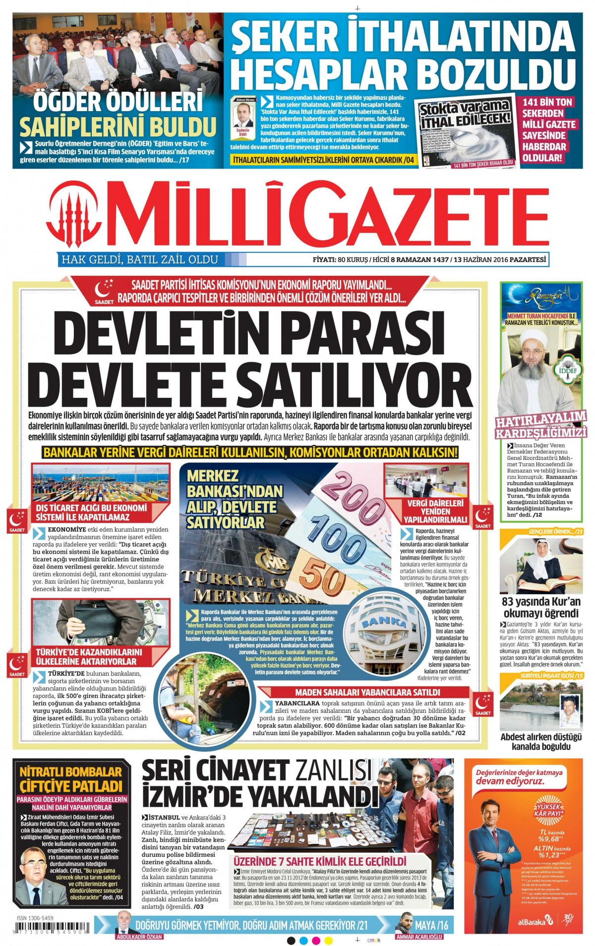 13 Haziran 2016 gazete manşetleri - 25