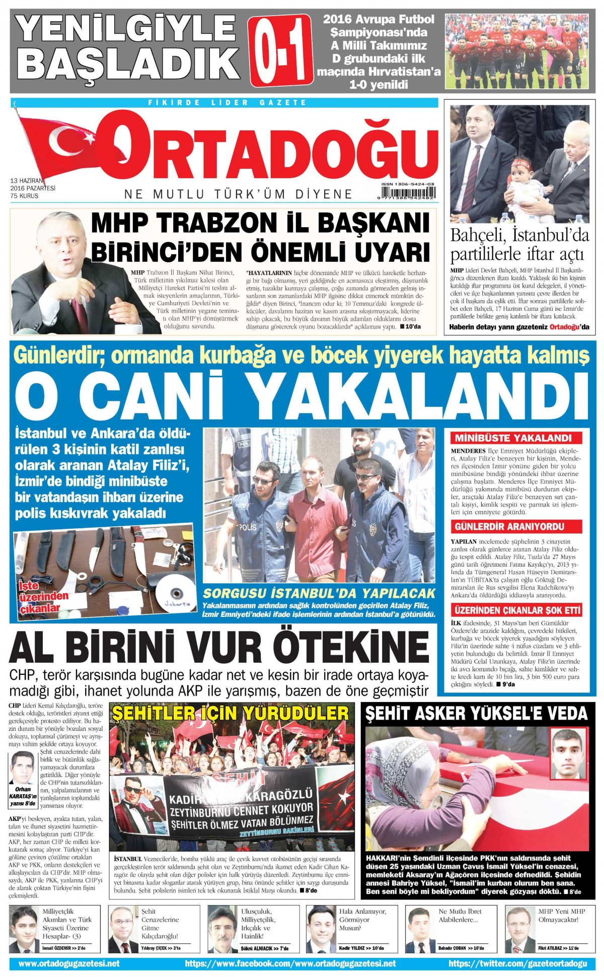 13 Haziran 2016 gazete manşetleri - 5