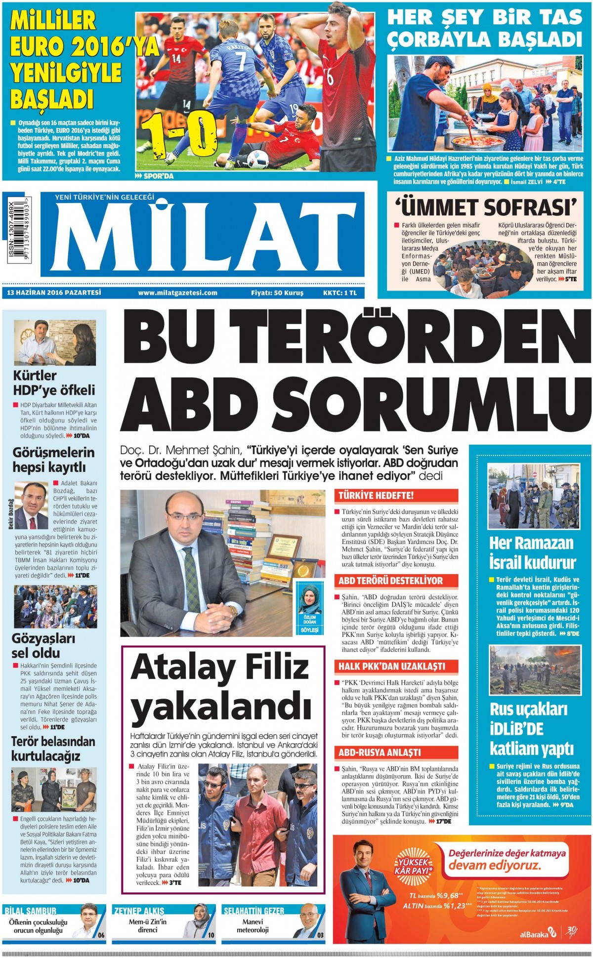 13 Haziran 2016 gazete manşetleri - 12