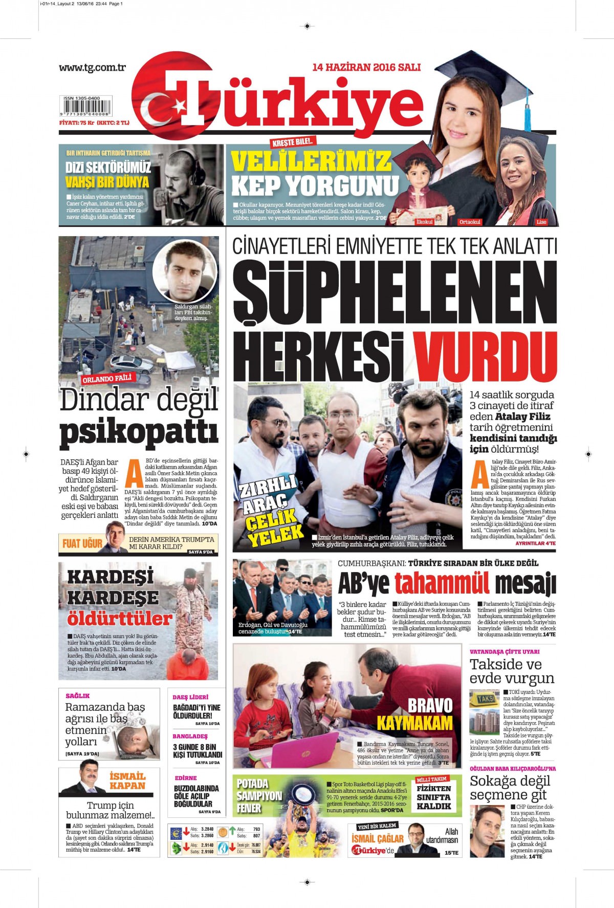 14 Haziran 2016 gazete manşetleri - 27