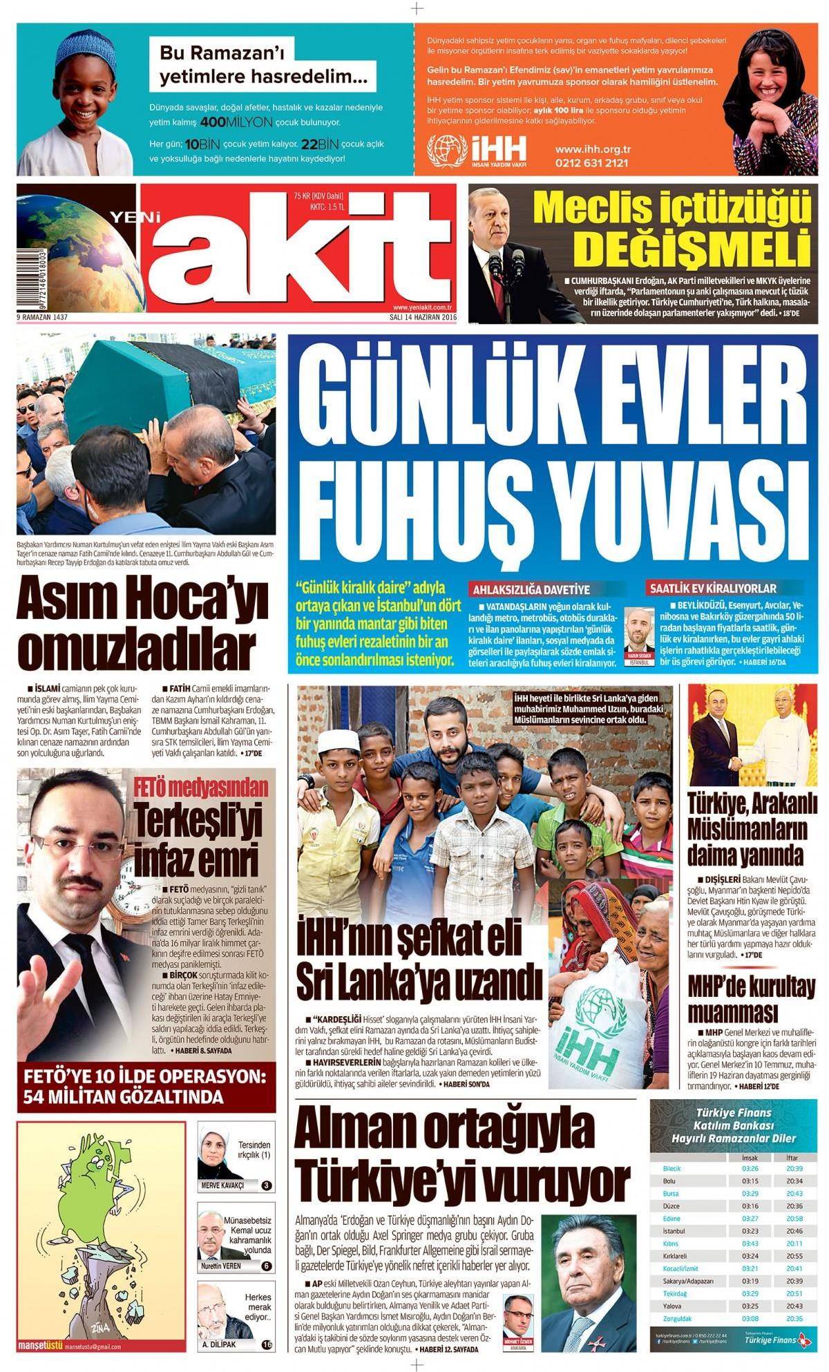 14 Haziran 2016 gazete manşetleri - 21