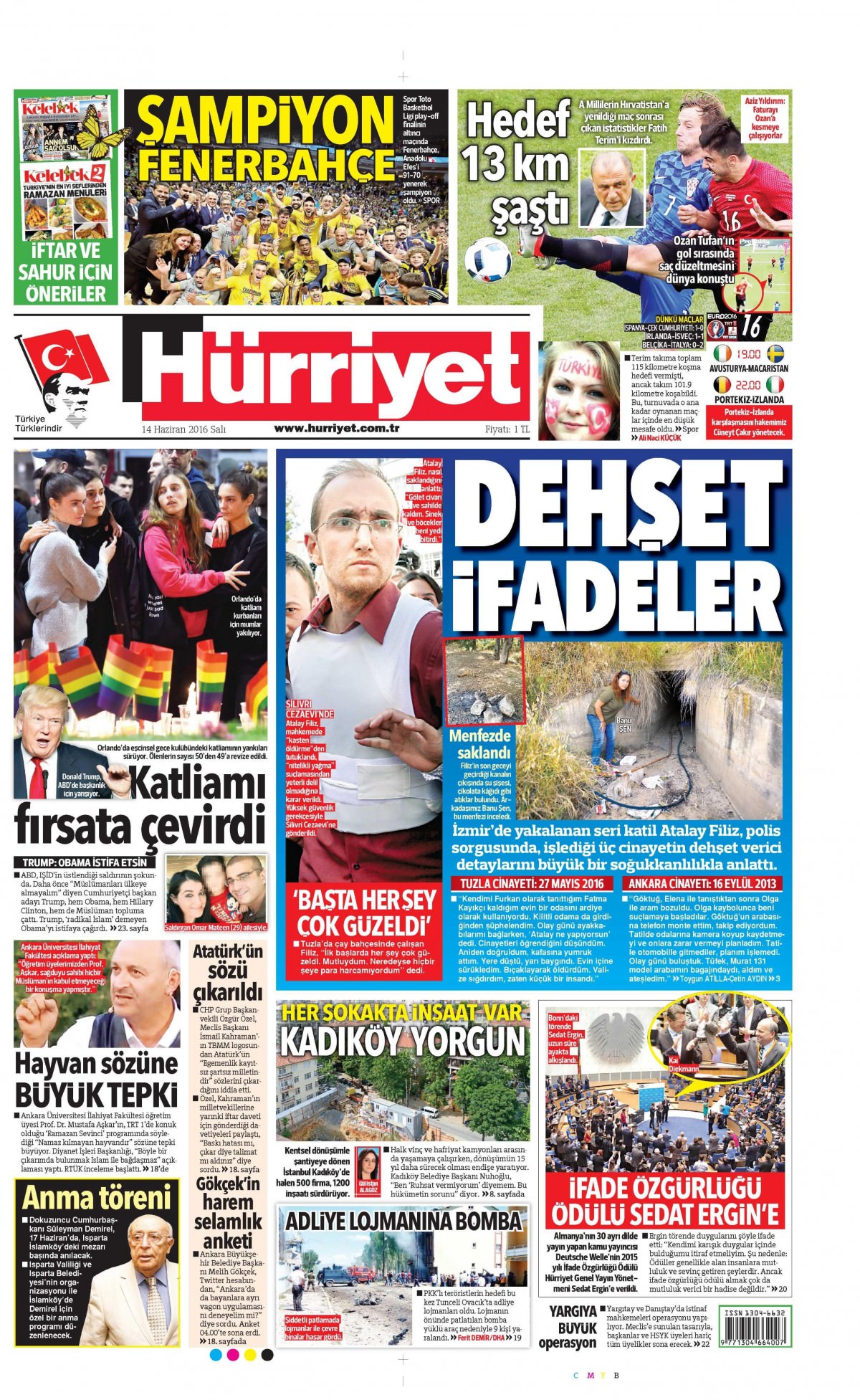 14 Haziran 2016 gazete manşetleri - 14