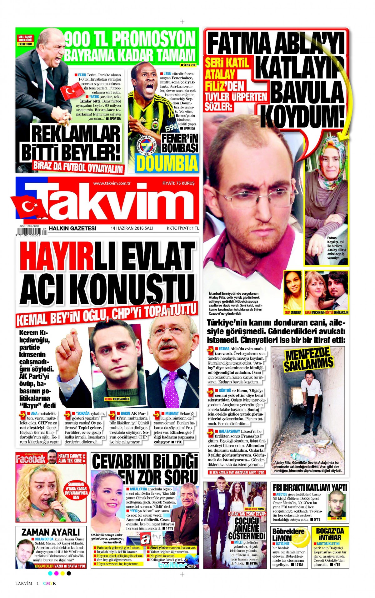 14 Haziran 2016 gazete manşetleri - 2