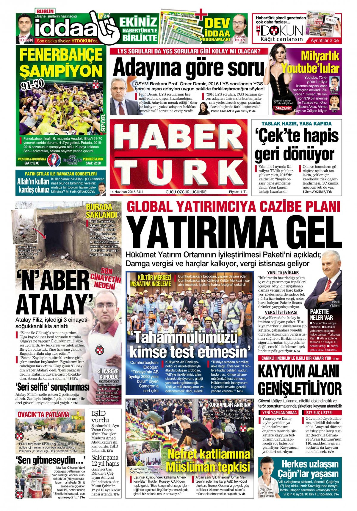 14 Haziran 2016 gazete manşetleri - 22